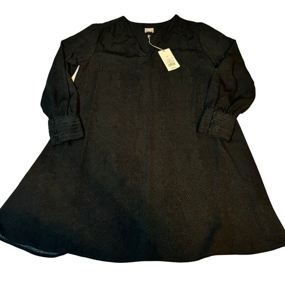 NWT A New Day Green Black Snakeskin Print Long Sleeve Dress Size Small - Picture 1 of 6